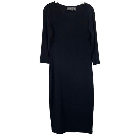 Chicos Travelers black knit‎ midi dress Size 0 US S - Picture 1 of 5